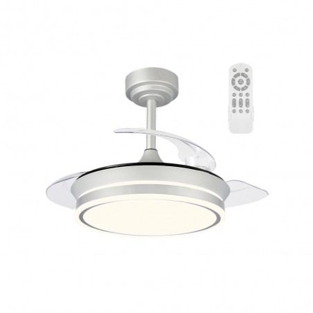 Ventilateur LED pales pliantes Perla Mini Gris CCT Dim (46W)