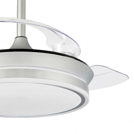 Ventilateur LED pales pliantes Perla Mini Gris CCT Dim (46W)