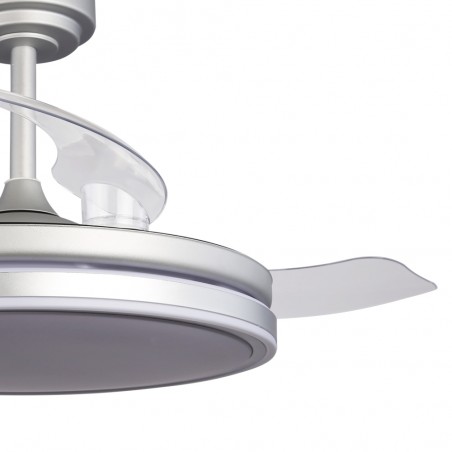 Ventilateur LED pales rétractables Perla Gris CCT Dim (72W)
