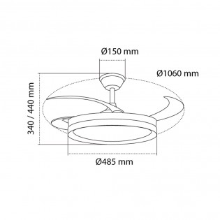 Ventilateur LED pales rétractables Nestera Eco Noir CCT Dim (45W)