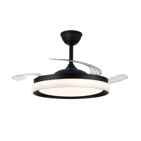 Ventilateur LED pales rétractables Nestera Eco Noir CCT Dim (45W)