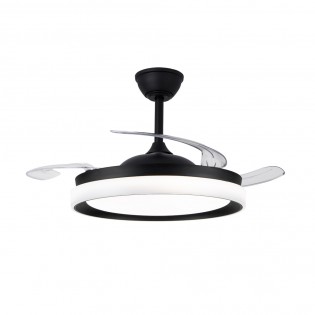 Ventilateur LED pales rétractables Nestera Eco Noir CCT Dim (45W)