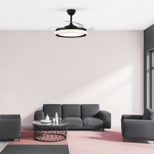 Ventilateur LED pales rétractables Nestera Eco Noir CCT Dim (45W)