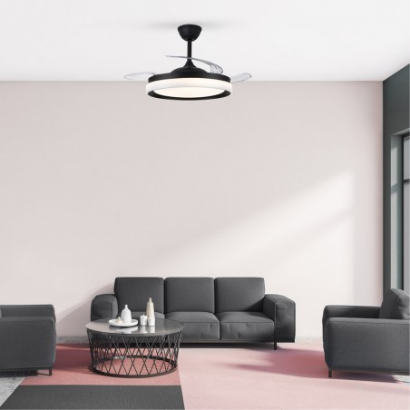 Ventilateur LED pales rétractables Nestera Eco Noir CCT Dim (45W)