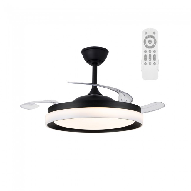 Ventilateur LED pales rétractables Nestera Eco Noir CCT Dim (45W)