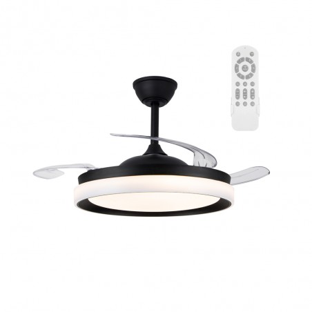 Ventilateur LED pales rétractables Nestera Eco Noir CCT Dim (45W)