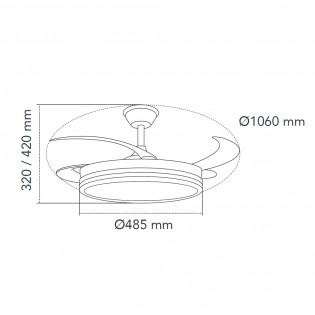 Ventilateur LED avec pales rétractables Miso Evo Noir CCT Dim (72W)