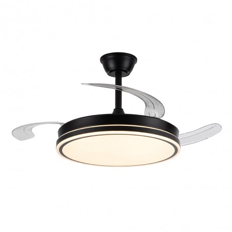 Ventilateur LED avec pales rétractables Miso Evo Noir CCT Dim (72W)