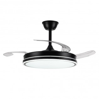 Ventilateur LED avec pales rétractables Miso Evo Noir CCT Dim (72W)
