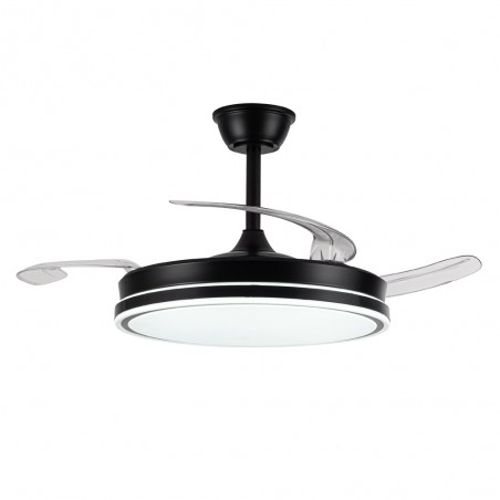 Ventilateur LED avec pales rétractables Miso Evo Noir CCT Dim (72W)