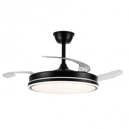 Ventilateur LED avec pales rétractables Miso Evo Noir CCT Dim (72W)