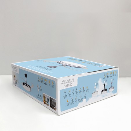 Ventilateur LED avec pales rétractables Miso Evo Noir CCT Dim (72W)