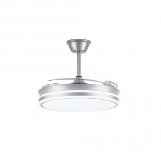 Ventilateur LED avec pales rétractables Miso Argent CCT Dim (72W)