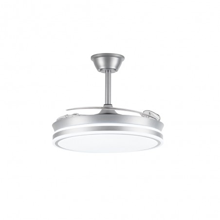 Ventilateur LED avec pales rétractables Miso Argent CCT Dim (72W)