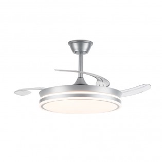 Ventilateur LED avec pales rétractables Miso Argent CCT Dim (72W)