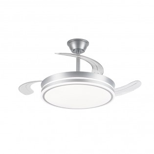 Ventilateur LED avec pales rétractables Miso Argent CCT Dim (72W)