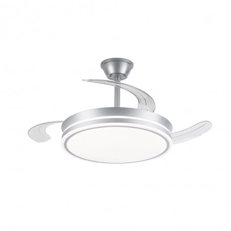 Ventilateur LED avec pales rétractables Miso Argent CCT Dim (72W)
