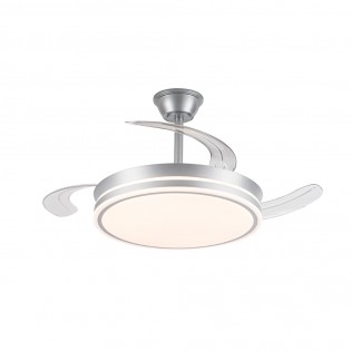Ventilateur LED avec pales rétractables Miso Argent CCT Dim (72W)