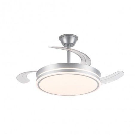 Ventilateur LED avec pales rétractables Miso Argent CCT Dim (72W)