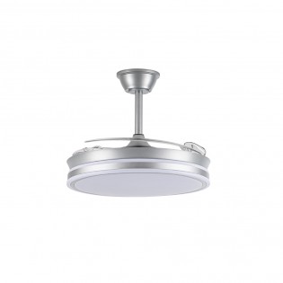 Ventilateur LED avec pales rétractables Miso Argent CCT Dim (72W)