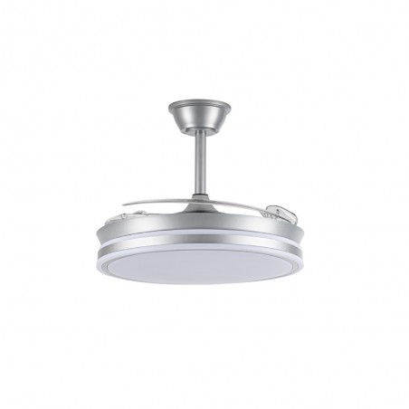 Ventilateur LED avec pales rétractables Miso Argent CCT Dim (72W)