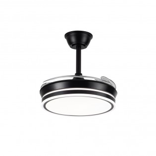Ventilateur LED avec pales rétractables Miso Evo Mini Noir CCT Dim (46W)