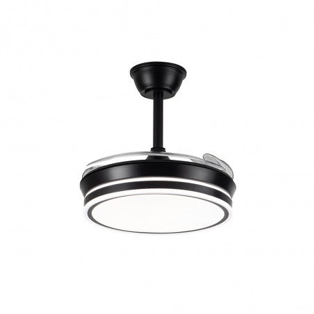 Ventilateur LED avec pales rétractables Miso Evo Mini Noir CCT Dim (46W)