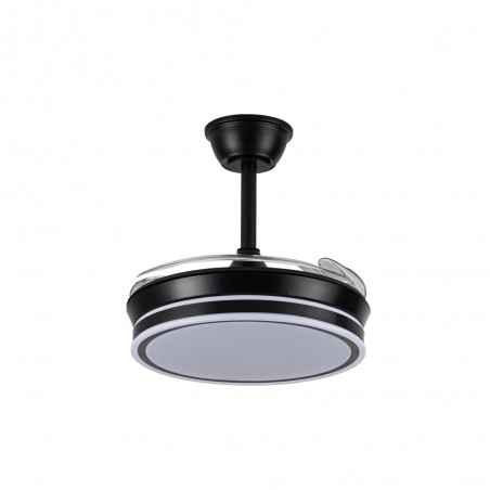 Ventilateur LED avec pales rétractables Miso Evo Mini Noir CCT Dim (46W)