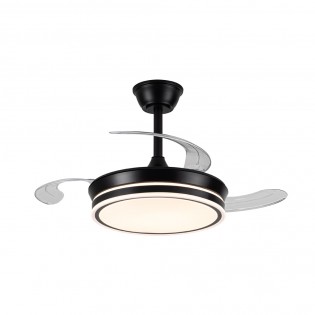 Ventilateur LED avec pales rétractables Miso Evo Mini Noir CCT Dim (46W)