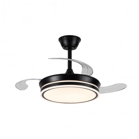 Ventilateur LED avec pales rétractables Miso Evo Mini Noir CCT Dim (46W)