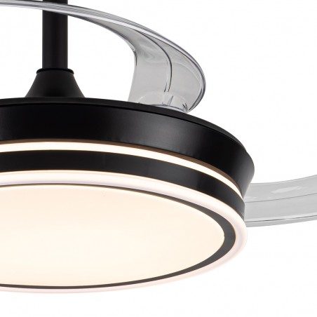 Ventilateur LED avec pales rétractables Miso Evo Mini Noir CCT Dim (46W)