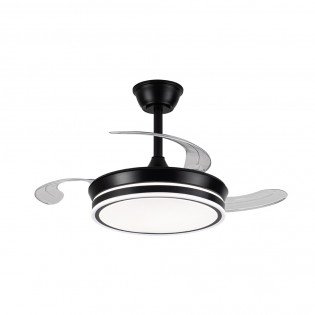 Ventilateur LED avec pales rétractables Miso Evo Mini Noir CCT Dim (46W)