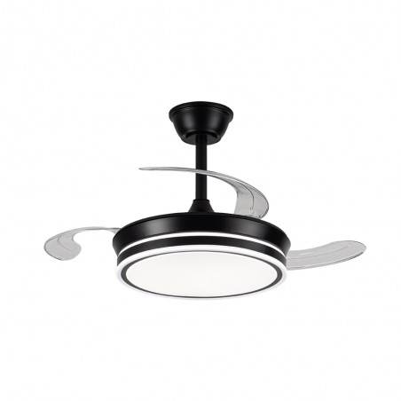 Ventilateur LED avec pales rétractables Miso Evo Mini Noir CCT Dim (46W)