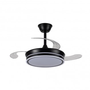 Ventilateur LED avec pales rétractables Miso Evo Mini Noir CCT Dim (46W)