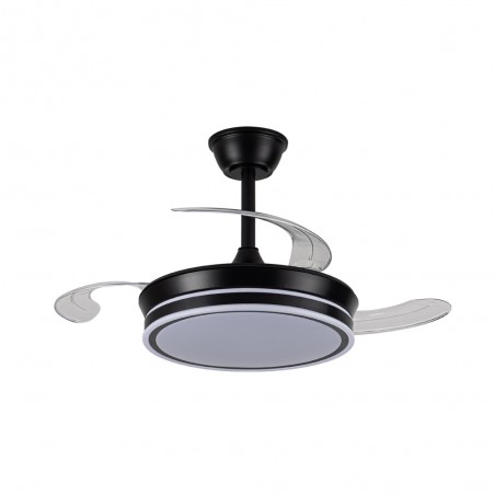 Ventilateur LED avec pales rétractables Miso Evo Mini Noir CCT Dim (46W)