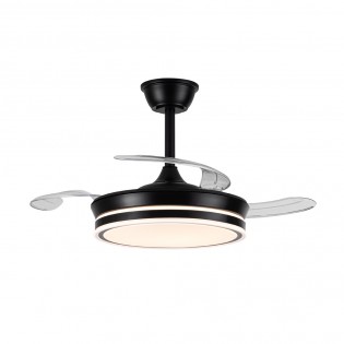 Ventilateur LED avec pales rétractables Miso Evo Mini Noir CCT Dim (46W)