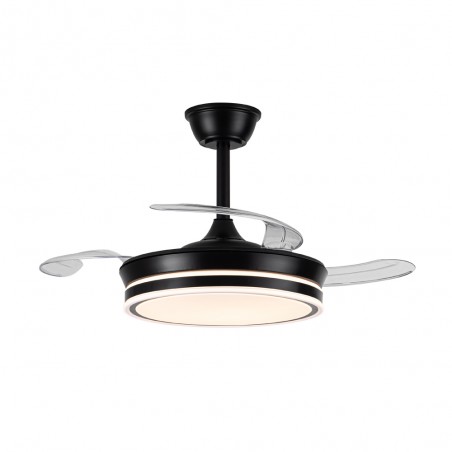 Ventilateur LED avec pales rétractables Miso Evo Mini Noir CCT Dim (46W)