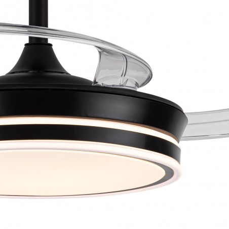 Ventilateur LED avec pales rétractables Miso Evo Mini Noir CCT Dim (46W)