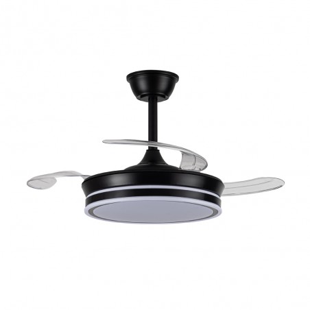 Ventilateur LED avec pales rétractables Miso Evo Mini Noir CCT Dim (46W)