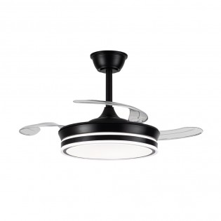 Ventilateur LED avec pales rétractables Miso Evo Mini Noir CCT Dim (46W)