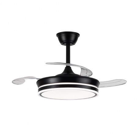 Ventilateur LED avec pales rétractables Miso Evo Mini Noir CCT Dim (46W)