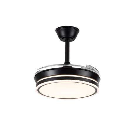 Ventilateur LED avec pales rétractables Miso Evo Mini Noir CCT Dim (46W)