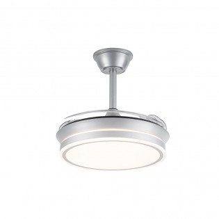 Ventilateur LED avec pales rétractables Miso Evo Mini Argent CCT Dim (46W)