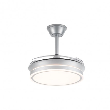 Ventilateur LED avec pales rétractables Miso Evo Mini Argent CCT Dim (46W)