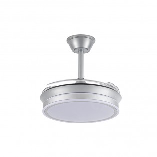 Ventilateur LED avec pales rétractables Miso Evo Mini Argent CCT Dim (46W)