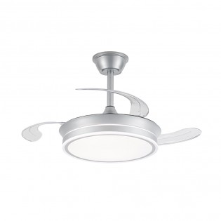 Ventilateur LED avec pales rétractables Miso Evo Mini Argent CCT Dim (46W)