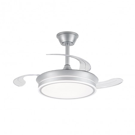 Ventilateur LED avec pales rétractables Miso Evo Mini Argent CCT Dim (46W)
