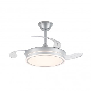 Ventilateur LED avec pales rétractables Miso Evo Mini Argent CCT Dim (46W)