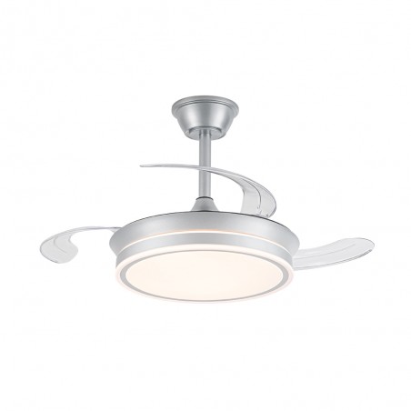 Ventilateur LED avec pales rétractables Miso Evo Mini Argent CCT Dim (46W)