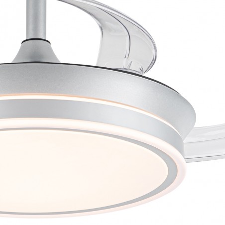 Ventilateur LED avec pales rétractables Miso Evo Mini Argent CCT Dim (46W)